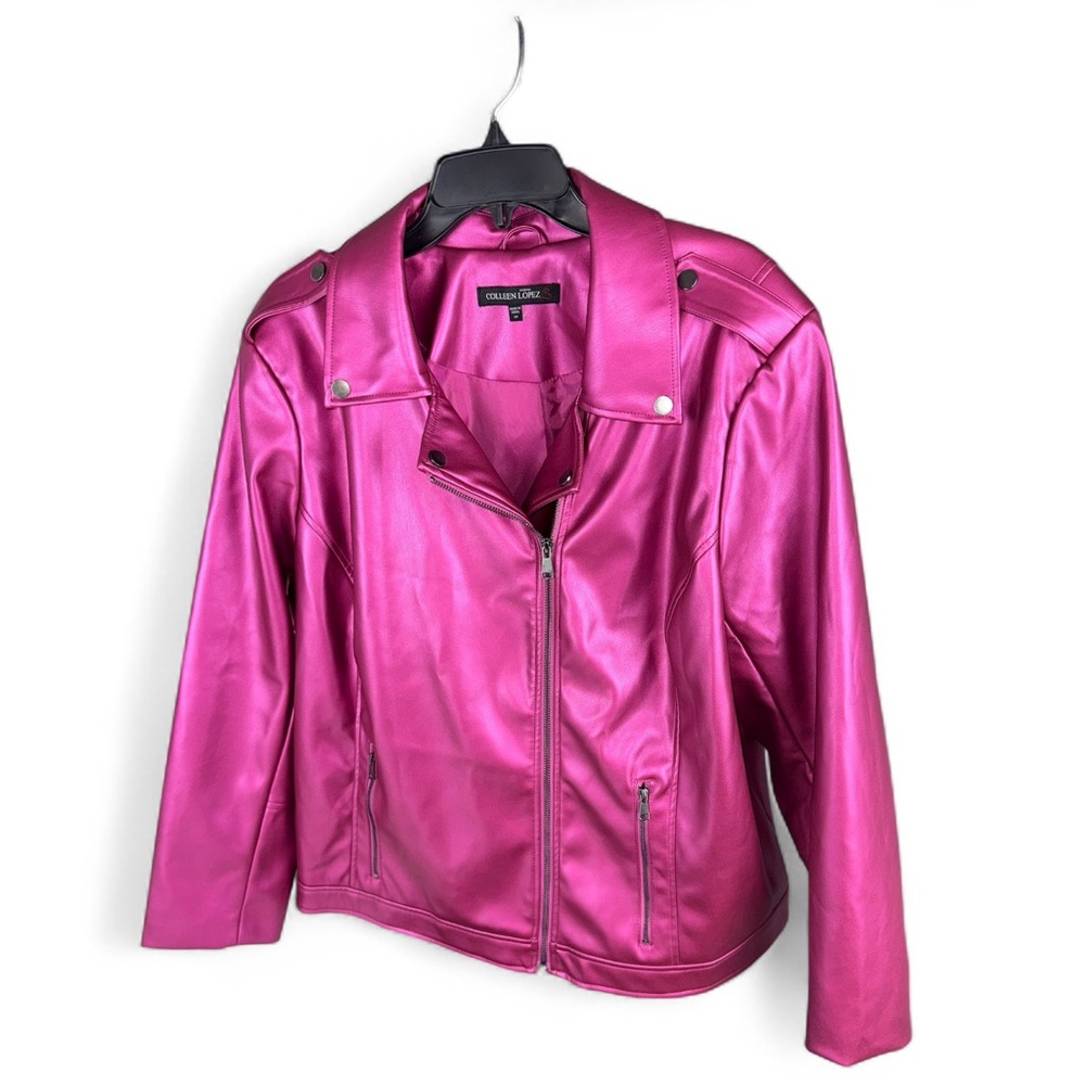 Colleen Lopez Metallic Hot Pink Leather Jacket